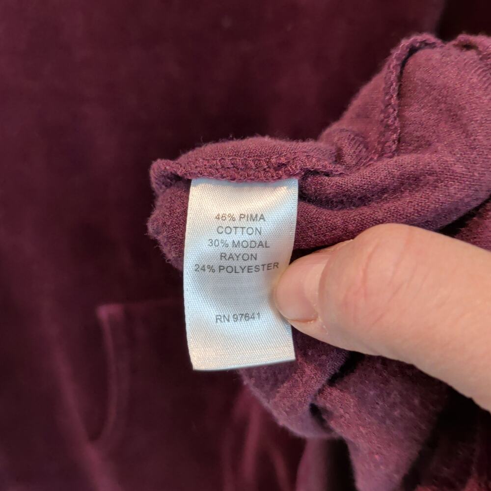 J.Jill Pure Jill Plus Sz 3X Maroon Velvet Pullover Sweatshirt Pima Cotton Modal - Picture 5 of 5